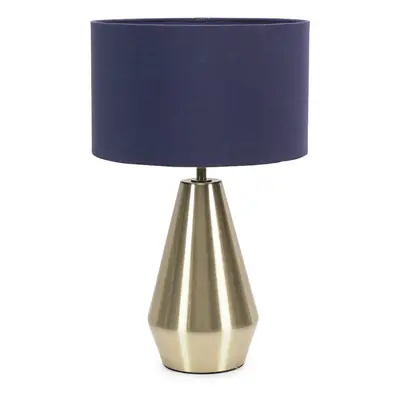 ValueLights Jax Gold Dimmable Touch Table Lamp with Navy Blue Shade