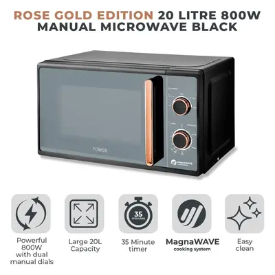 Tower T24038RG Microwave Cavaletto 20L 800w Black & Rose Gold