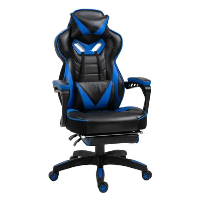 Vinsetto Gaming Chair Ergonomic Reclining Manual Footrest Wheels Stylish Blue