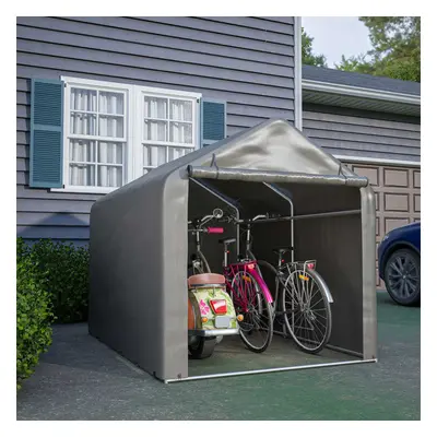 (Large) BIRCHTREE Garden Bike Storage Tent Shed Steel Frame PE Cover Waterproof S/L Grey