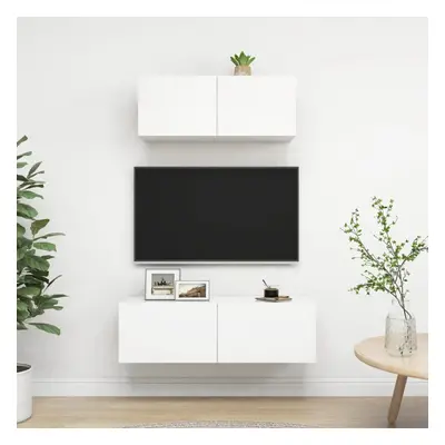 vidaXL TV Cabinet Set Piece White Engineered Wood Furniture TV Stand Cabinet