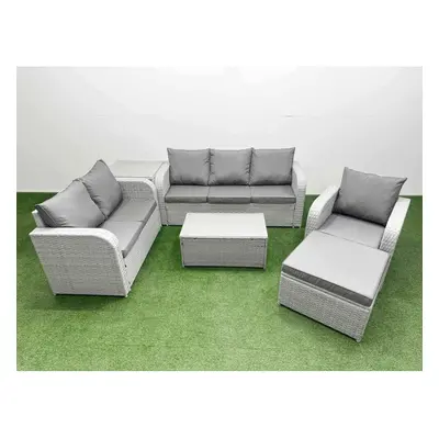 Fimous Patio PE Wicker Seater Outdoor Rattan Furniture Sofa Sets with Rectangular Coffee Table S