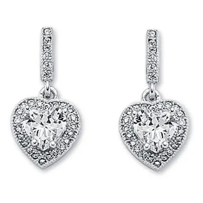 Jewelco London Rhodium Plated Sterling Silver Heart Cubic Zirconia Cluster Stud Earrings 6mm 10m