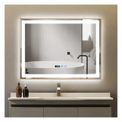 (Gold) LED Bathroom Mirror 80*60cm Color Illuminated UK