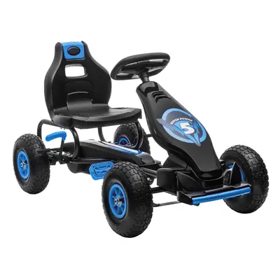 HOMCOM Children Pedal Go Kart w/ Adjustable Seat, Rubber Wheels, Brake, Blue