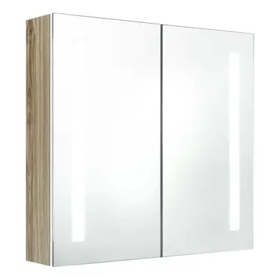 (white and oak, x x cm) vidaXL LED Bathroom Mirror Cabinet Washroom Wall Cabinet Storage Vanity 