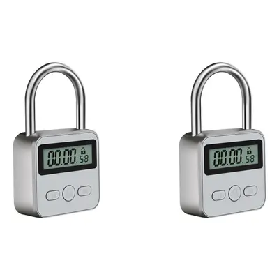 2X Metal Timer Lock LCD Display Multi-Function Electronic Time Hours Max Timing USB Rechargeable