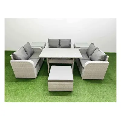 Fimous Seater PE Wicker Rattan Furniture Sofa Sets with Rectangular Dining Table Seater Love Sof