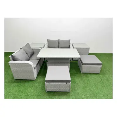 Fimous Seater Outdoor Love Sofa Set Rattan Garden Furniture Set with Adjustable Lifting Dining o