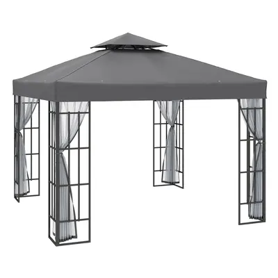 Outsunny x 3(m) Patio Gazebo Canopy Garden Pavilion with Tier Roof, Grey