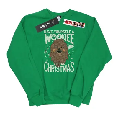 (L, Irish Green) Star Wars Womens/Ladies Wookiee Little Christmas Sweatshirt