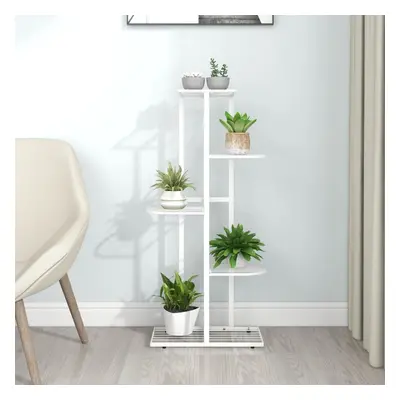 vidaXL 5-Floor Flower Stand White Metal Indoor Flower Plant Display Shelf Rack