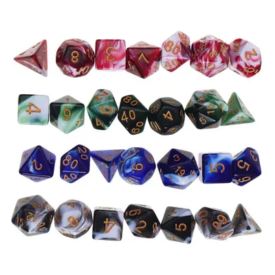 28Pcs Multisided Dice Polyhedral Dices Set Board RPG Colors With Bags