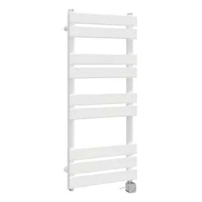 (1000x450mm, White) NRG Pre-Filled Electric Heated Towel Rail Bathroom Radiator Thermostatic War