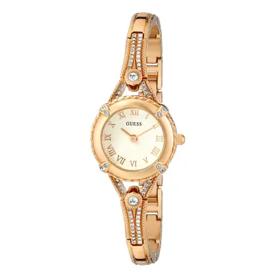 GUESS Petite Vintage Inspired Gold-Tone Crystal Bracelet Watch with Self-Adjustable Links. Color