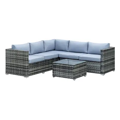 Outsunny Pieces Rattan Garden Furniture Sofa Set with Coffee Table Grey