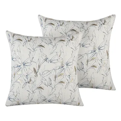 Set of Cushions Floral Pattern x cm Beige ARBOR