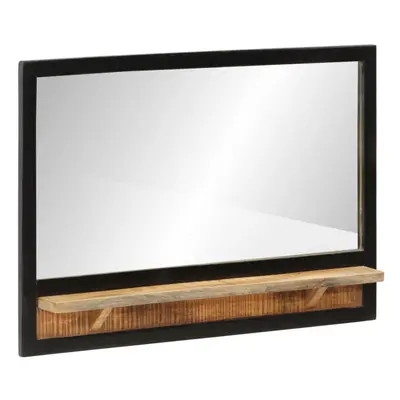 vidaXL Mirror with Shelf Bath Mirror Wall Mirror Glass and Solid Wood Mango