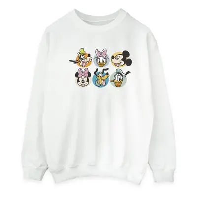 (S, White) Disney Mens Mickey Mouse And Friends Faces Sweatshirt