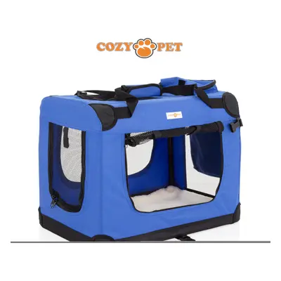 Fabric Dog Crate Blue, Size 60cm, Cat Pet Carrier by Cozy Pet Transport Travel Cage FDC-S-BL