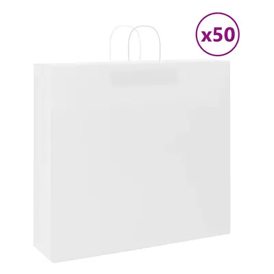 (white, x x cm) vidaXL Paper Bags pcs with Handles Brown 15x8x21 cm Grocery Paper Gift Bag