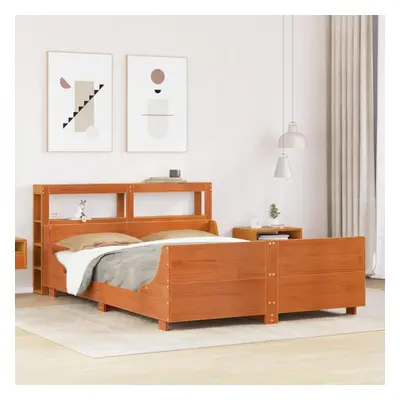 vidaXL Bed Frame without Mattress Wax Brown 135x190 cm Double Solid Wood Pine