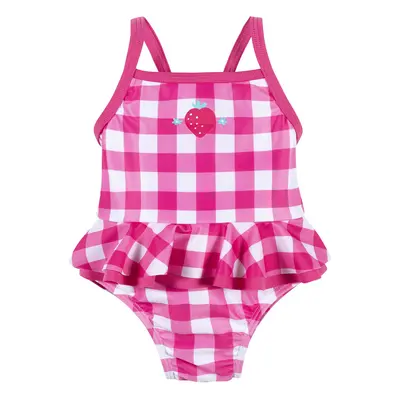 Gerber Girls' One-Piece Swimsuit Pink Gingham Strawberry Months