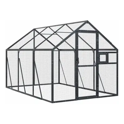 (anthracite, 1.79 x x 1.85 m) vidaXL Aviary Outdoor Bird Cage Walk In Chicken Run Coop Silver Al