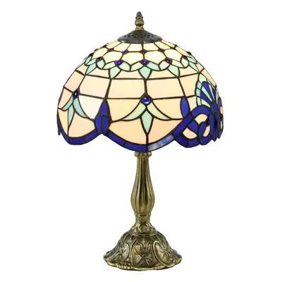 HOMCOM Stained Glass Table Lamp, Handmade Antique Bedside Lamp for Bedroom