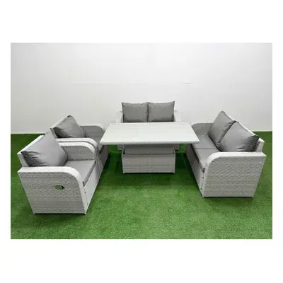 Fimous Seater Outdoor Reclining Chair Love Sofa Set Rattan Garden Furniture Set with Adjustable 