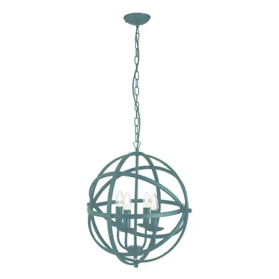 4 Light Cage Frame Orb Pendant In Matt Black