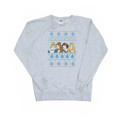 (M, Heather Grey) Disney Princess Womens/Ladies Christmas Faces Sweatshirt