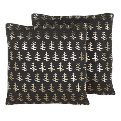 Set of Decorative Cushions LEROY Cotton x cm Black Christmas Pattern