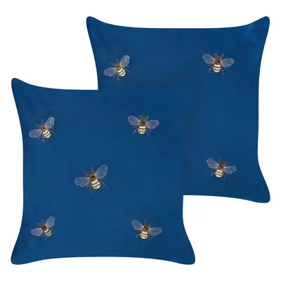 Set of Cushions TALINUM Velvet x cm Animal Pattern Blue