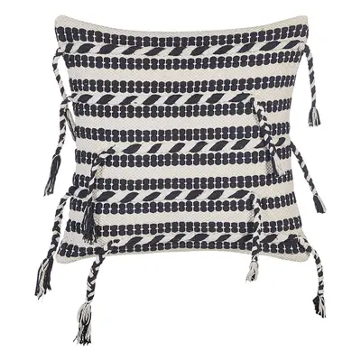 Cotton Cushion Striped Pattern x cm Black and White ENDIVE