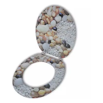 vidaXL Toilet Seat with MDF Lid Pebbles Design Bathroom Furniture Accessory