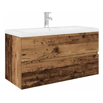 (old wood, x 38.5 x cm) vidaXL Sink Cabinet Home Bathroom Sink Unit Storage Cabinet Engineered W