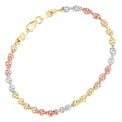 Jewelco London 9ct Colour Gold Infinity Chain Bracelet 4mm 7.5 inch 19cm - BT1AXL8033COl