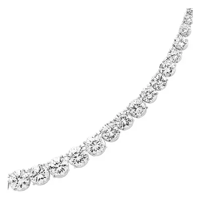 Jewelco London Ladies Sterling Silver Cubic Zirconia Graduated Eternity Tennis Necklace 8mm inch