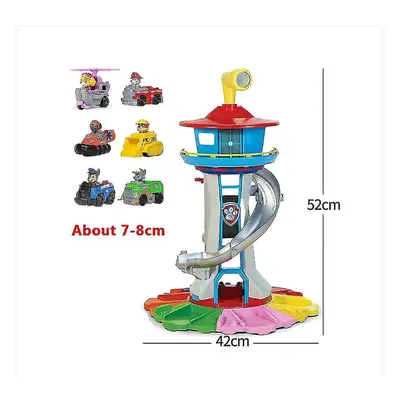 (With pcs dogs) Oversized Tower Puppy Headquarters Toy With Music Light Patrulla Canina Lookout 