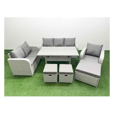 Fimous Patio PE Wicker Seater Outdoor Rattan Furniture Sofa Sets with Reclining Chair Loveseat S