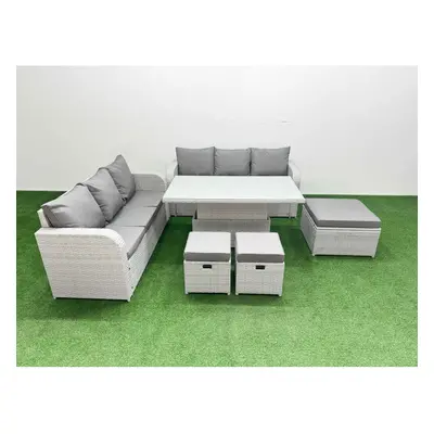 Fimous Outdoor Garden Furniture Sets Seater Wicker Rattan Furniture Sofa Sets with Stools Light 