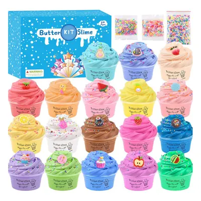 18 Pack Super Soft Fluffy Butter Slime Kit, with Candy, Ice cream