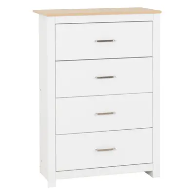 Portland Drawer Chest in White with Oak Effect Finish