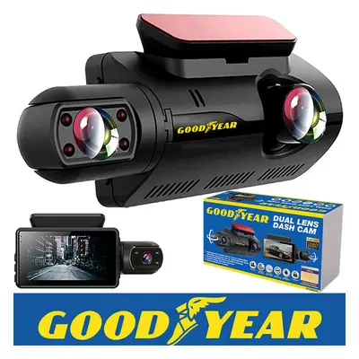 Goodyear Dual Lens Car Dash Cam with Front Rear Internal Camera HD Dashcam Taxi