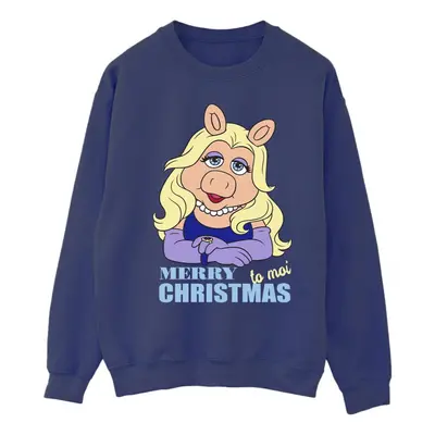 (M, Navy Blue) Disney Mens Muppets Miss Piggy Queen of Holidays Sweatshirt