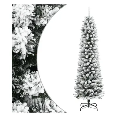 vidaXL Artificial Slim Christmas Tree with Flocked Snow Xmas Tree PVC and PE