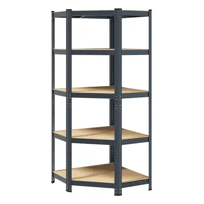 vidaXL 5-Layer Corner Shelf Anthracite Steel&Engineered Wood garage shelving