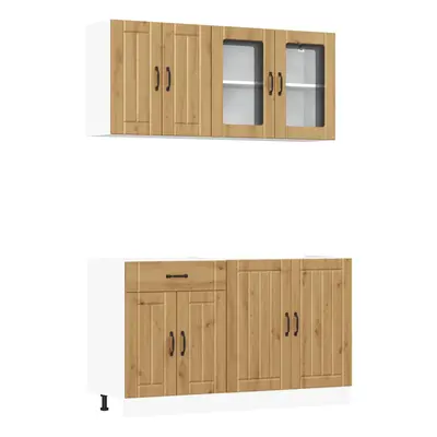 (artisan oak) vidaXL Piece Kitchen Cabinet Set Kalmar Grey Sonoma Engineered Wood