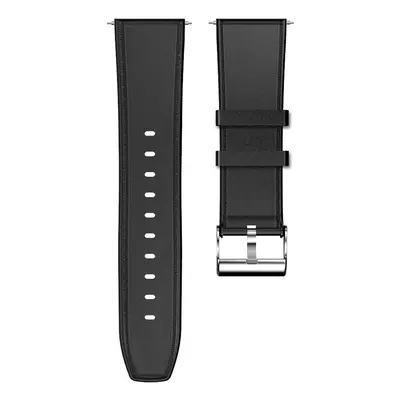 (Black) 24mm Leather Replacement Strap Smart Watch Band